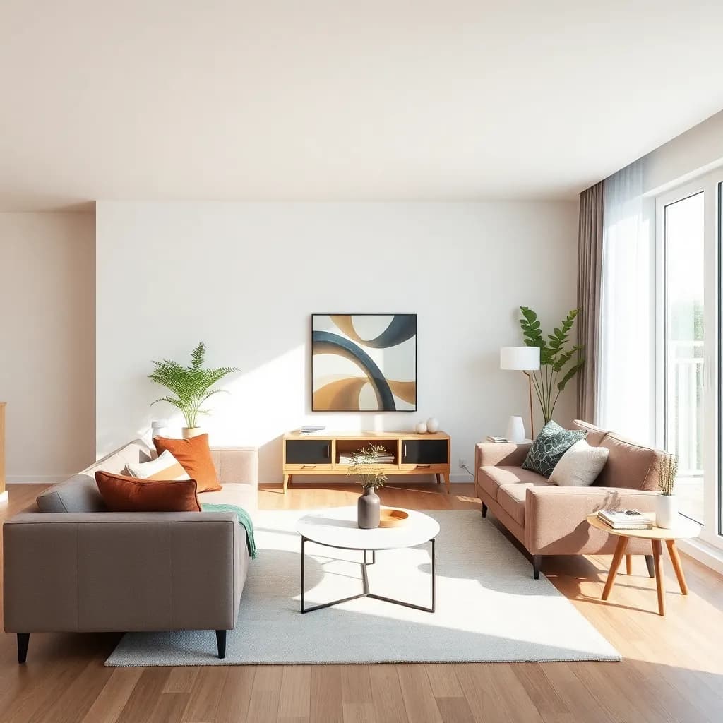 Free AI interior design generator showing room transformation on tablet device