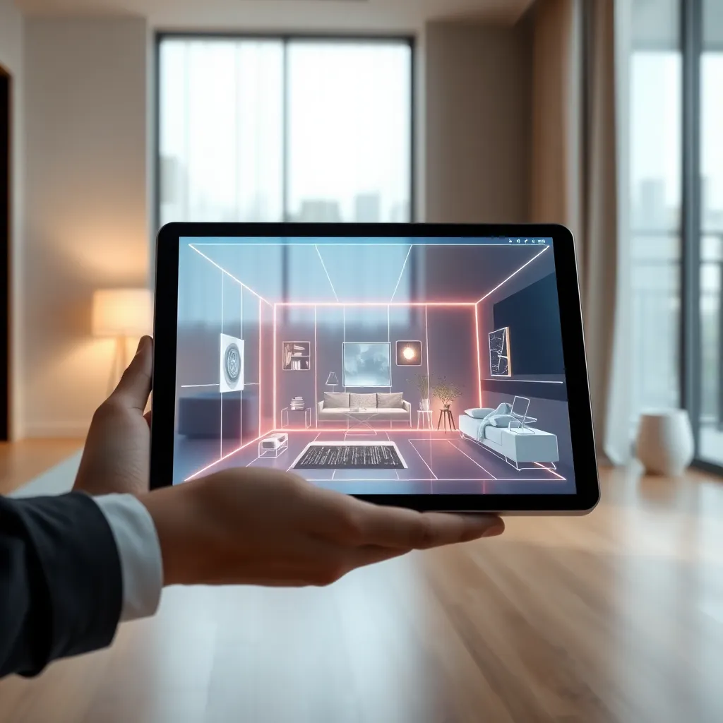 The future of AI interior design technology showing room transformation